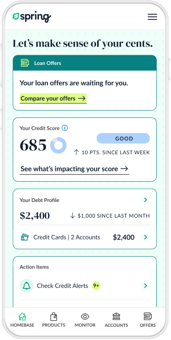 Preview of the LendingTree Spring dashboard