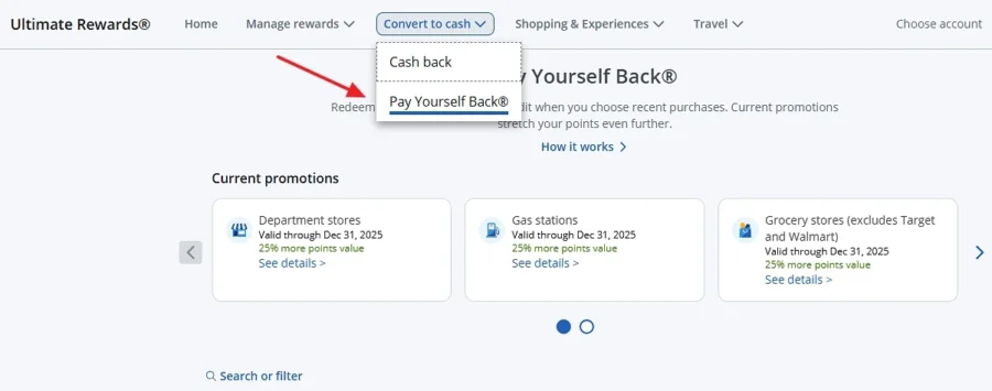Chase Pay Yourself Back example